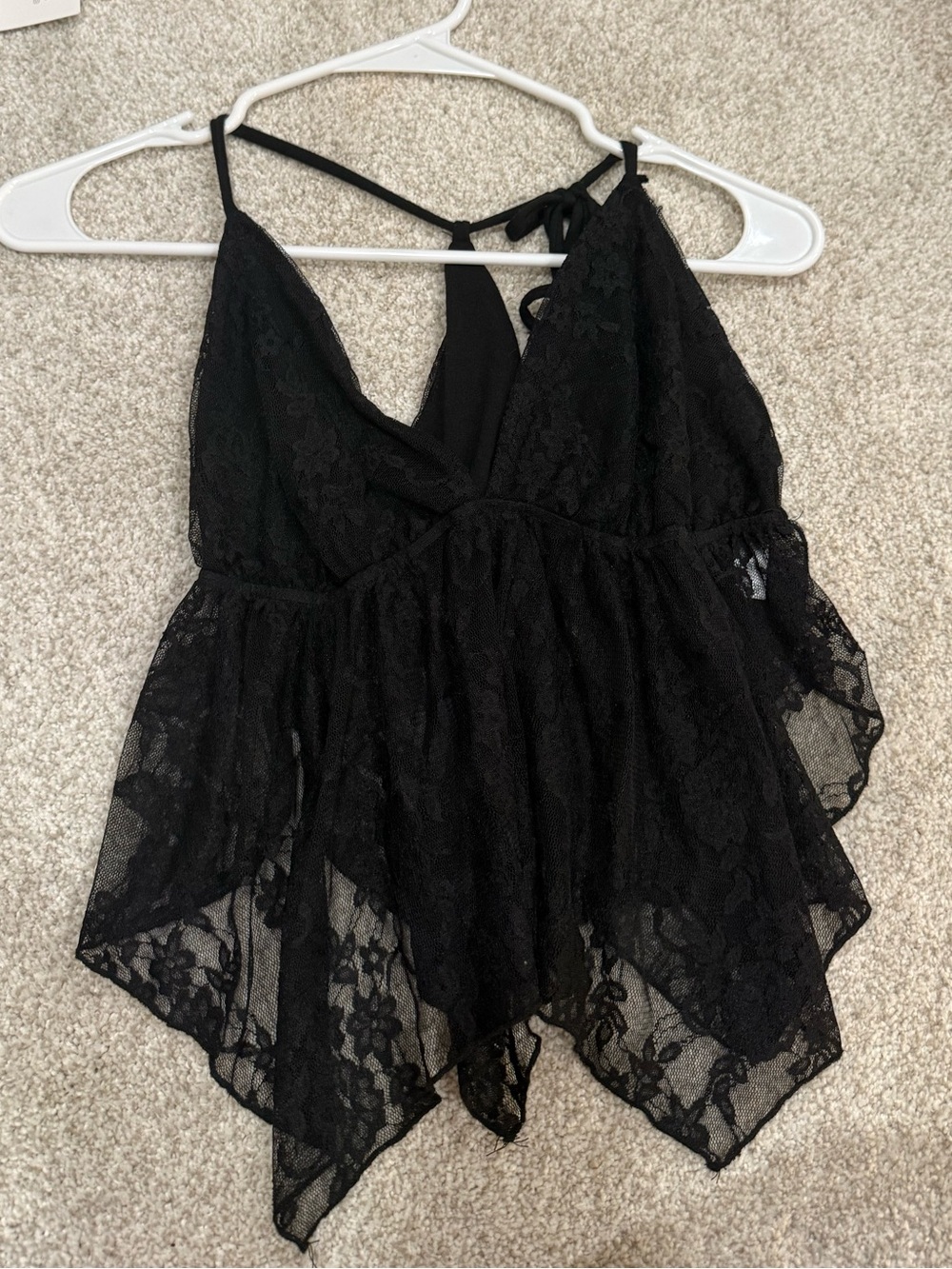 Willow Black Lace Handkerchief-Hem Camisole